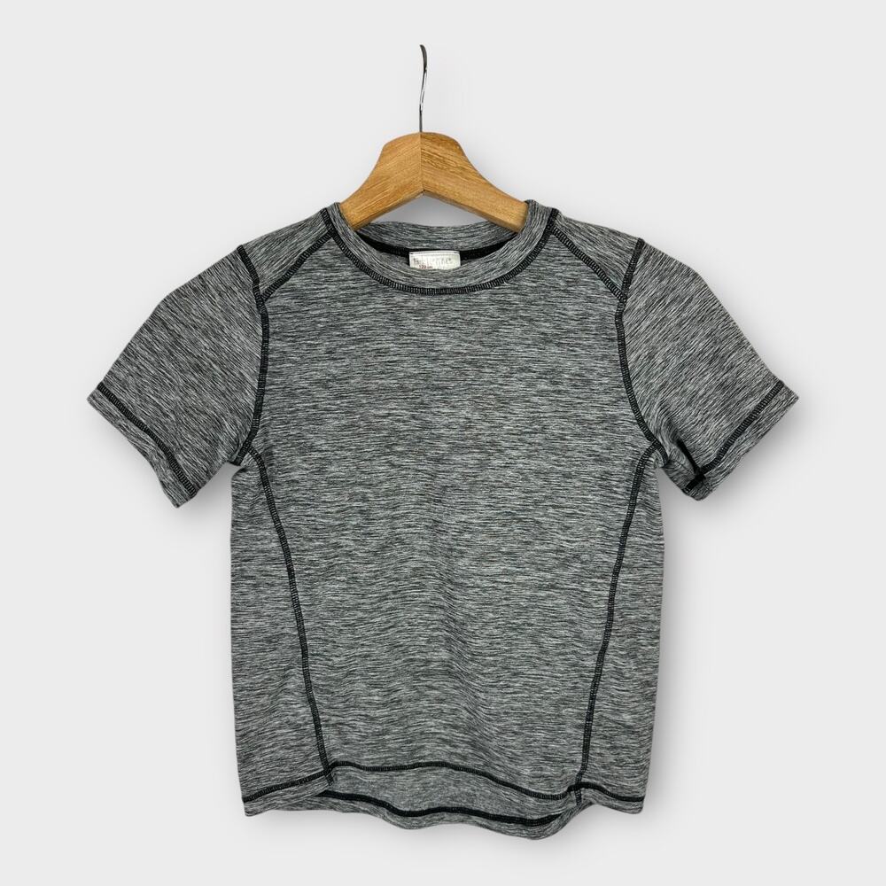Hanna Andersson Boys size 120cm 6-7 Short Sleeve Rash Guard Top Shirt Gray